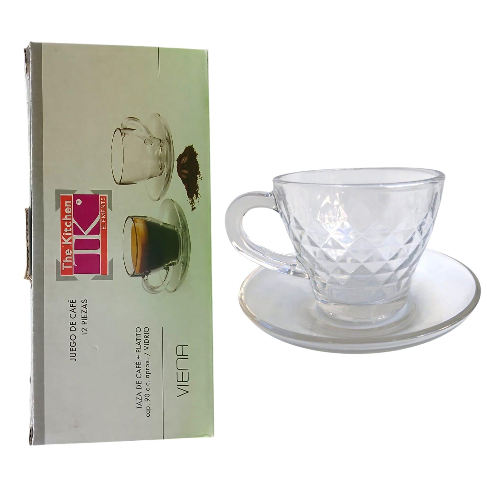 TAZA CAFE EN SET X 6 UNIDADES CON PLATO EN CAJA