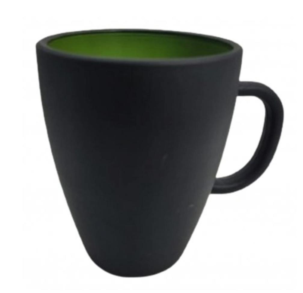 TAZA VIDRIO BICOLOR NEGRO/VERDE CON ASA