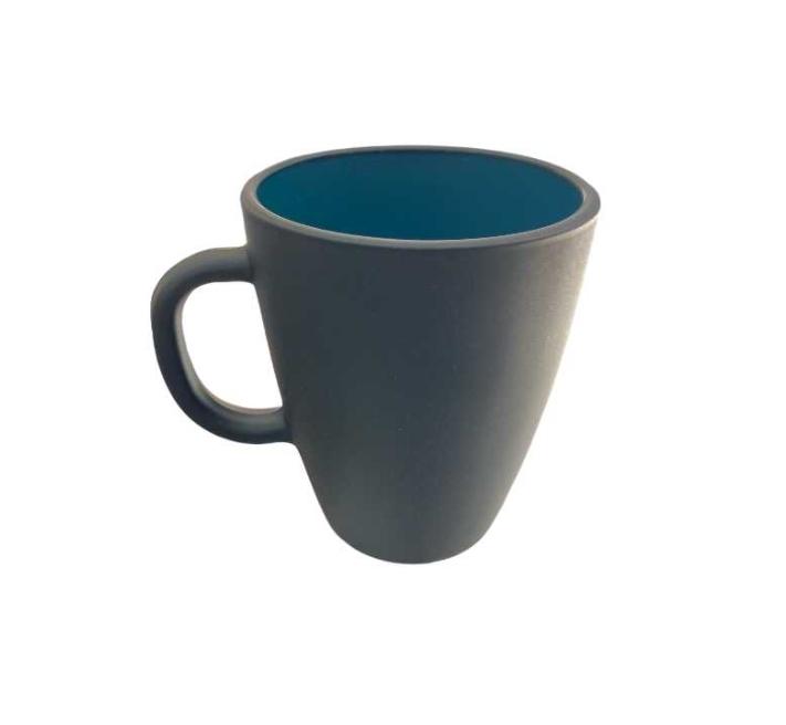 TAZA VIDRIO BICOLOR NEGRO/AZUL CON ASA