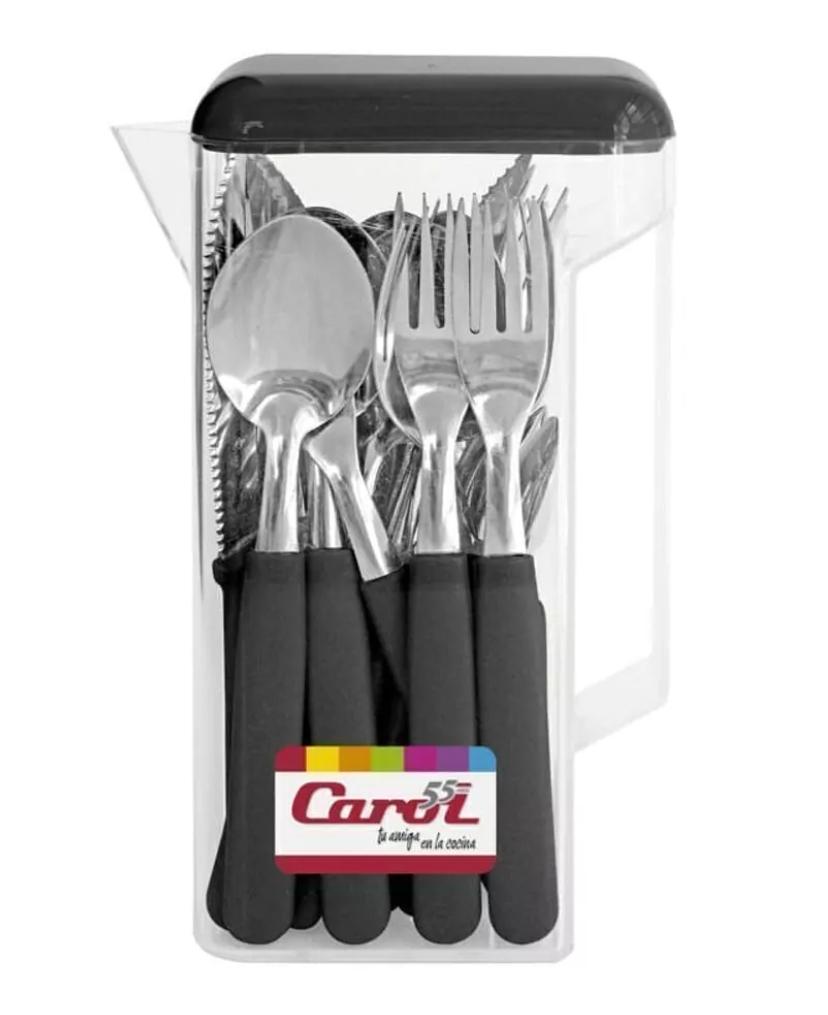 CUBIERTOS X 24 PIEZAS CON JARRA ACRILICA CAROL