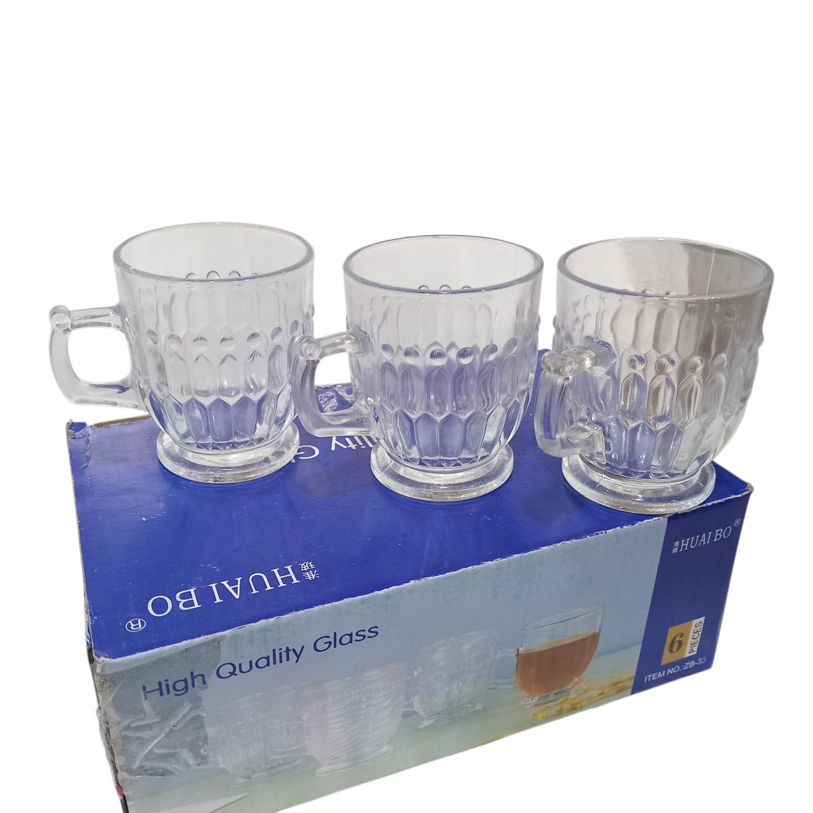 TAZA VIDRIO LABRADA X 6 UNIDADES EN CAJA 165ML
