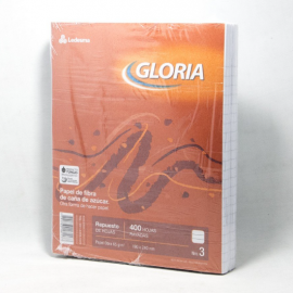 REPUESTO DE HOJAS N*3 X 400 HOJAS RAYADAS GLORIA 