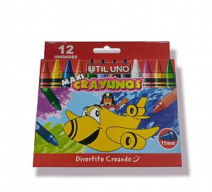 CRAYONES X 12 UNIDADES COLORES SURTIDOS UTIL UNO
