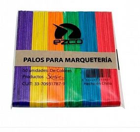 PALITOS MADERA PARA HELADO MULTICOLOR X 50 UNIDADES