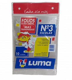 FOLIO ESCOLAR N*3 X 10 UNIDADES EXTRA CRISTAL LUMA