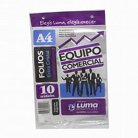 FOLIO TAMAÑO A4 X 10 UNIDADES LUMA