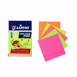 PAPEL GLACE X 5 UNIDADES EN COLORES FLUO LUMA