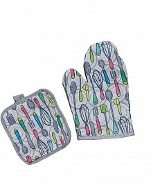 MANOPLA Y POSA PAVA DE TELA ESTAMPADO