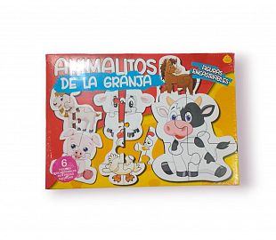ROMPECABEZAS ANIMALITOS DE LA GRANJA X 6 FIGURAS DE 4 PIEZAS