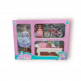 MUÑECA ARTICULADA CON BEBE Y ACCESORIOS EN CAJA 47CM