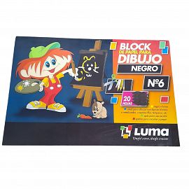 BLOCK DE DIBUJO N*6 X 20 HOJAS NEGRO LUMA